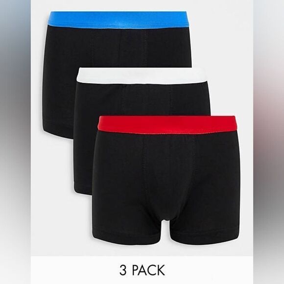 New Look 3-pack trunks with contrast waistband in red, white and blue Size M NWT - Picture 1 of 6